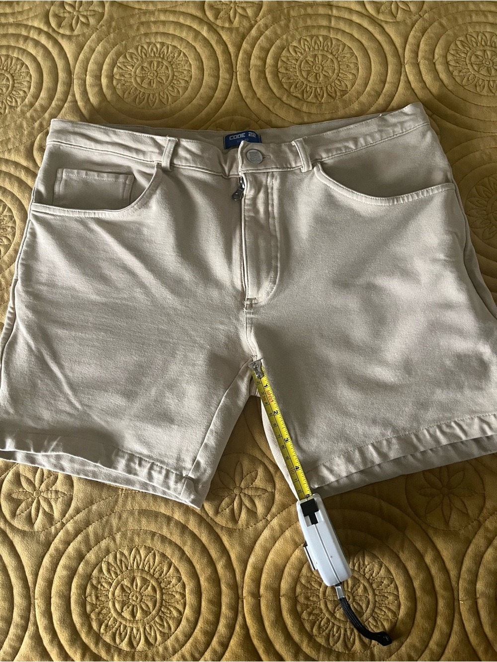 Men's khaki  Flat-Front Shorts by code 22